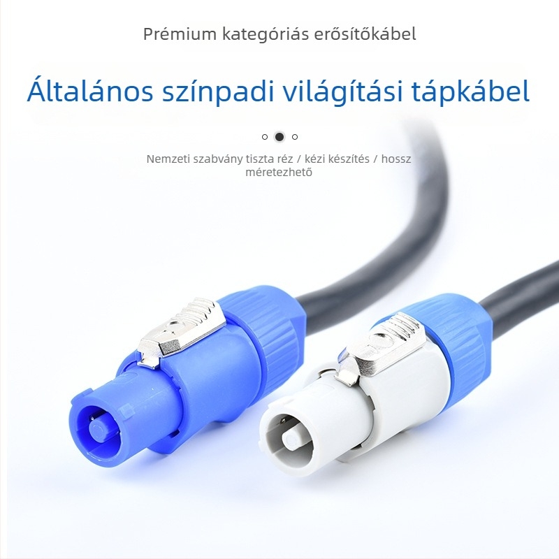 3‑pontos légi csatlakozós tápkábel LED‑ekhez, színpadi fényekhez és hanghoz – OFC réz vezetők, nikkelezve, ISO 9001