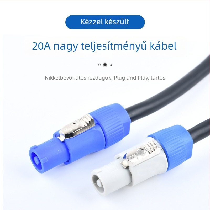 3‑pontos légi csatlakozós tápkábel LED‑ekhez, színpadi fényekhez és hanghoz – OFC réz vezetők, nikkelezve, ISO 9001