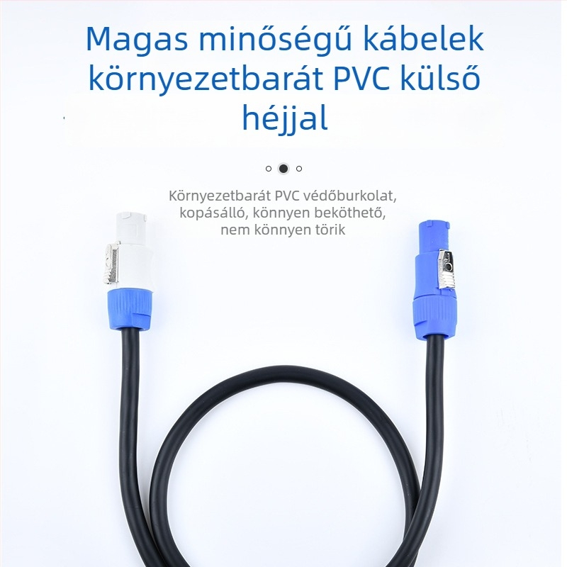 3‑pontos légi csatlakozós tápkábel LED‑ekhez, színpadi fényekhez és hanghoz – OFC réz vezetők, nikkelezve, ISO 9001