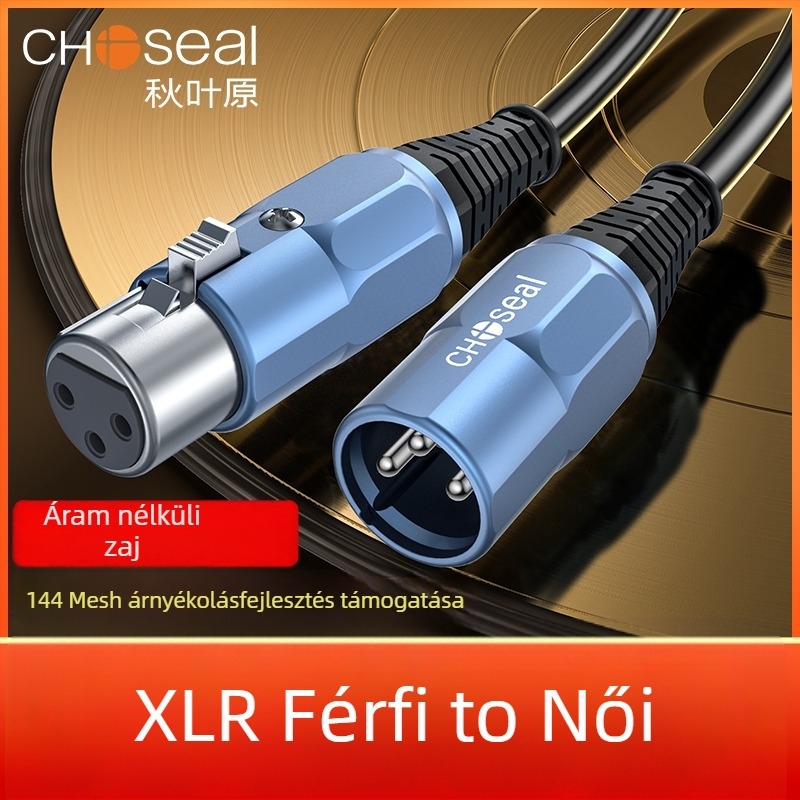 XLR audió hosszabbító kábel, kiegyensúlyozott hárommagos, réz vezető, fonott kialakítás, CE tanúsítvány