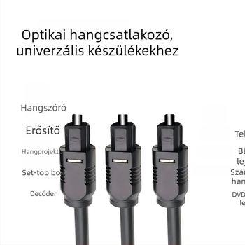 Spdif digitális audió kábel Toslink optikai szálakkal, műanyag mag, PVC burkolat, súly 0.2