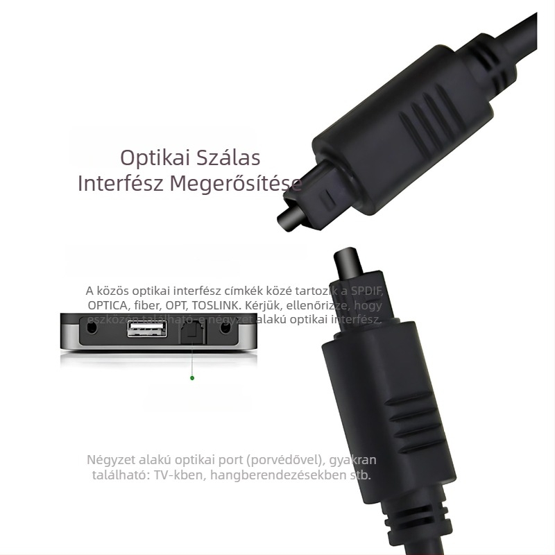 Spdif digitális audió kábel Toslink optikai szálakkal, műanyag mag, PVC burkolat, súly 0.2