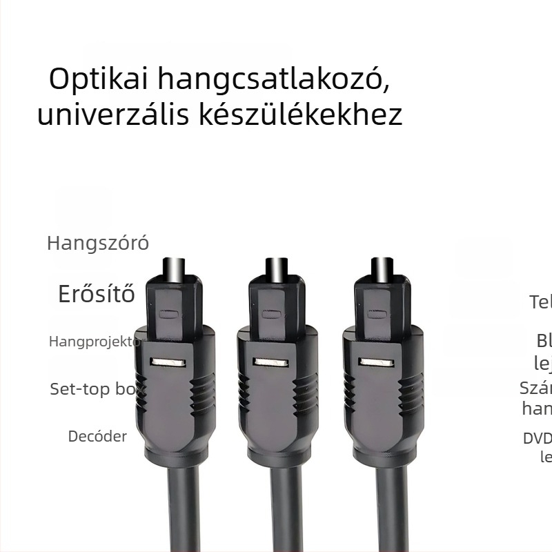 Spdif digitális audió kábel Toslink optikai szálakkal, műanyag mag, PVC burkolat, súly 0.2