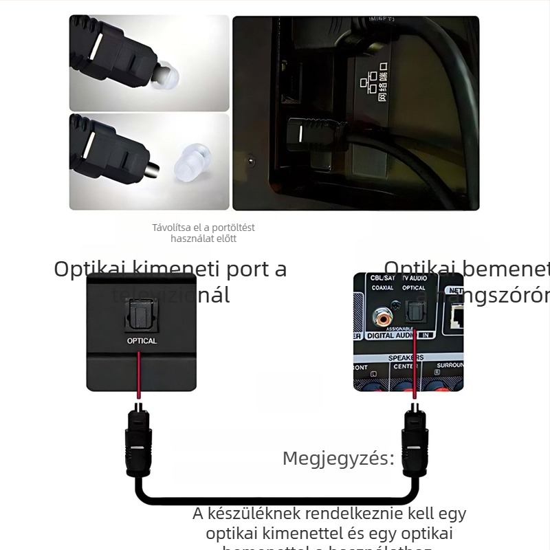 Spdif digitális audió kábel Toslink optikai szálakkal, műanyag mag, PVC burkolat, súly 0.2