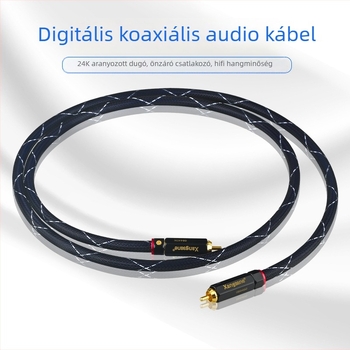 Ezüstözött digitális koaxiális audio kábel erősítőhöz és mélysugárzóhoz, 5.1 csatornás, 75 Ω