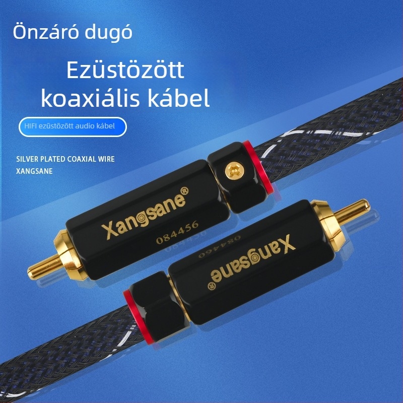 Ezüstözött digitális koaxiális audio kábel erősítőhöz és mélysugárzóhoz, 5.1 csatornás, 75 Ω