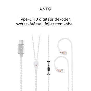 Type-C audio kábel ezüstbevonatos vezetővel, modell A7-TC