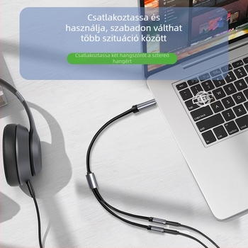 1–2 audió adapter kábel mikrofonhoz és fejhallgatóhoz, tiszta réz vezető, TPE rugalmas burkolat, kiváló hangzás, öntött ház, ROHS tanúsítvány