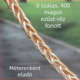 8-szálas ezüst-réz kevert felújító kábel fejhallgatókhoz, valódi 400-magos, rézszínű ezüst pöttyökkel, vezetőmag, félkész