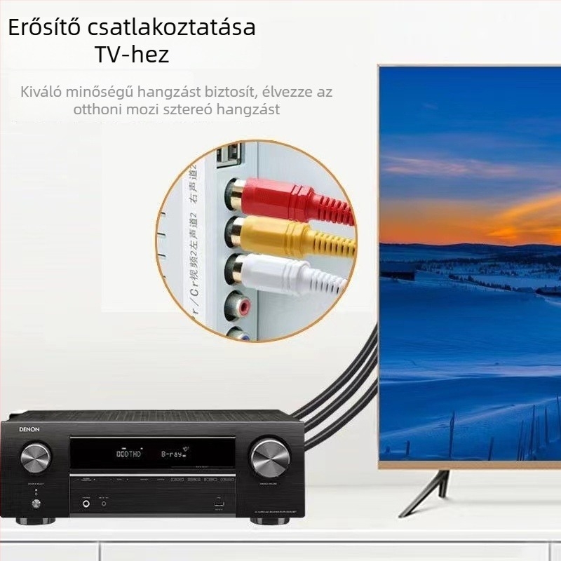 3 RCA-3 RCA AV-kábel hanghoz és videóhoz, DVD-lejátszóhoz, set-top boxhoz és régi tévéhez