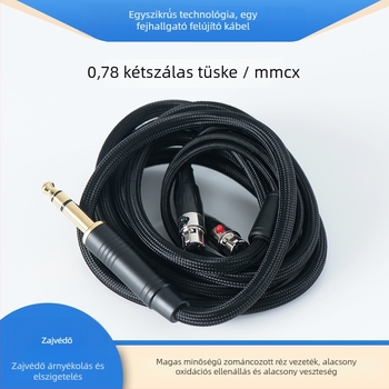 MMCX csatlakozós hangkábel, ezüstbevonat rézhuzal, oxigénmentes réz, ezüstbevonat felület, testreszabható hossz