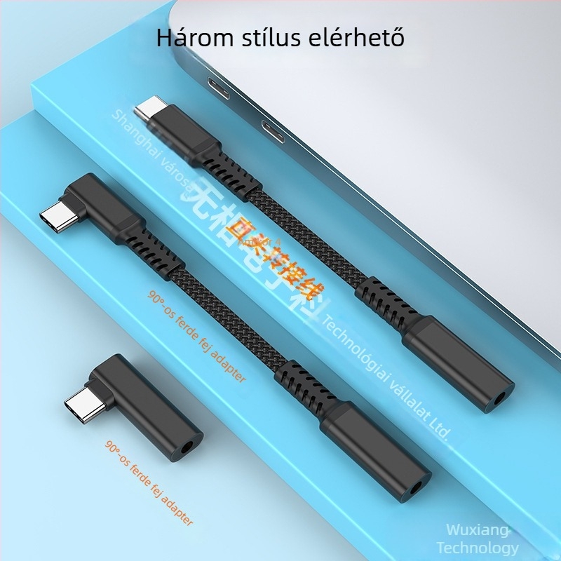 90°-os Type-C 3,5 mm audio adapter, független DAC-szal, digitális hang, Hi‑Fi