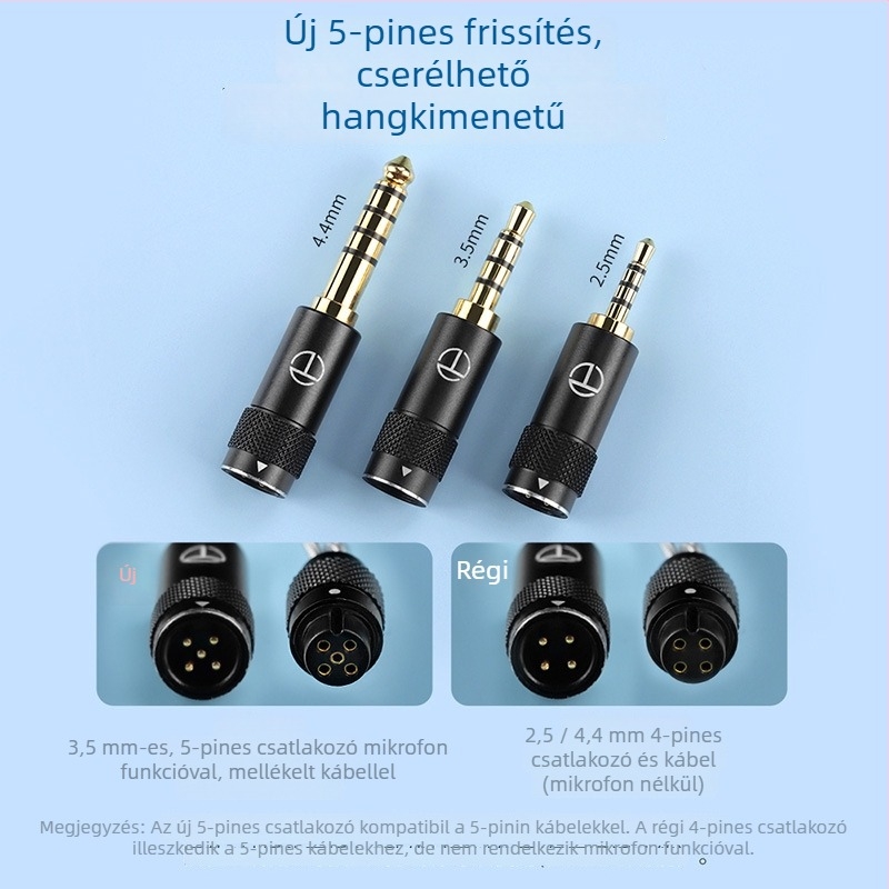TRN Sea Serpent fejhallgató audió kábel, négyszálas ezüstözött rézvezető, 5‑pin csatlakozóval, cserélhető audio plug