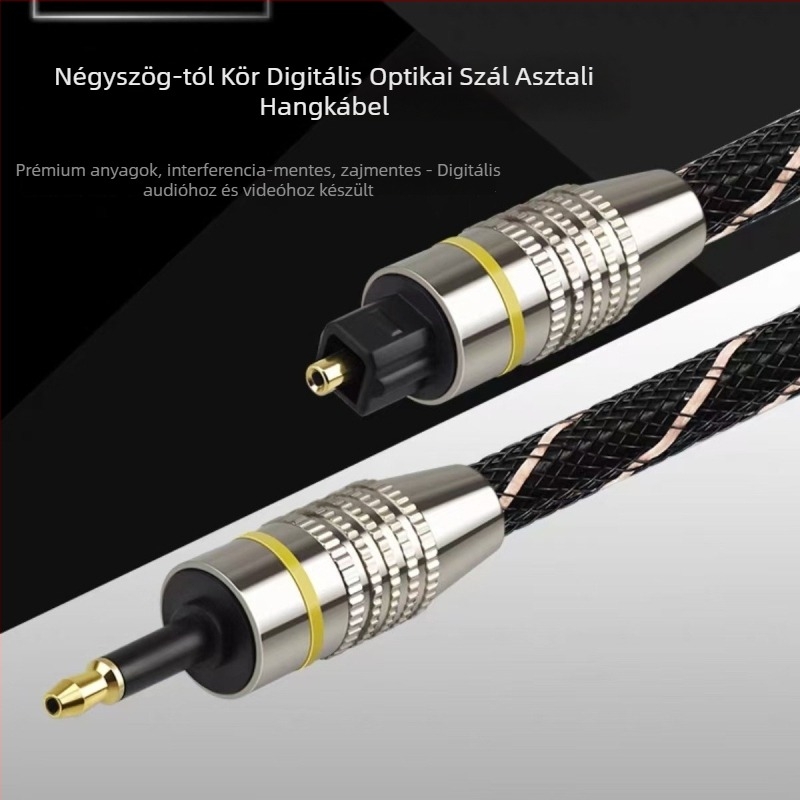 Emk/Yimike GX888 Optikai Fiberszálas Digitális Audio Kábel, SPDIF Négyzetes Csatlakozó, Aranyozott Felülettel, Optikai Mag