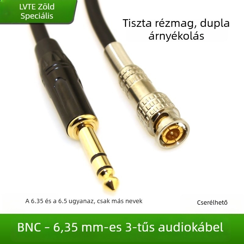 Green Special BNC-től 6,35 mm-ig és 6,5 mm-ig terjedő audio kábel Q9 adapterrel