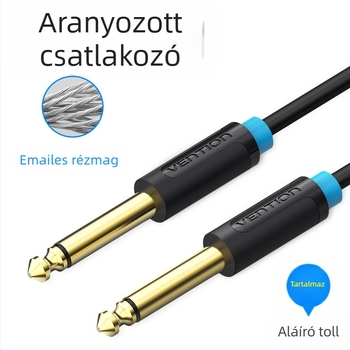Hangkábel, aranyozott, férfi‑férfi, kétmagos, oxigénmentes réz