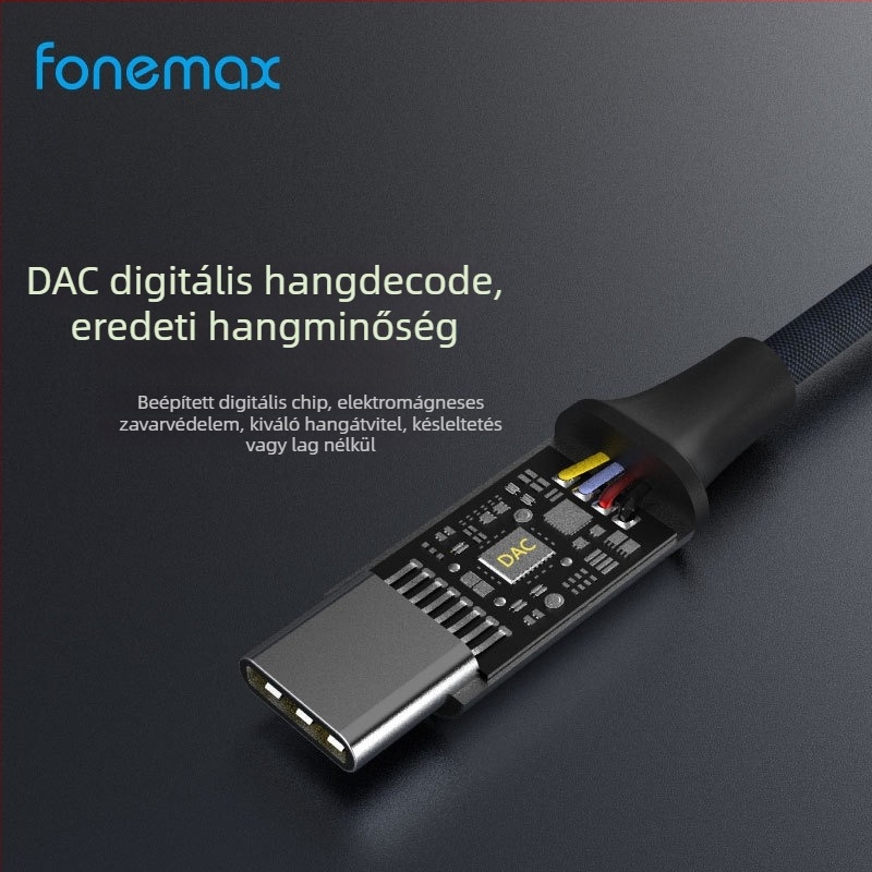 Type-C 3,5 mm audió adapter iPhone 16/17-hez, Fonemax AT-01, felület nikkelezett, vezető mag réz, vezető ötvözet, 10 g