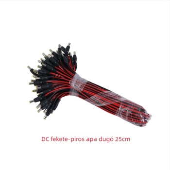 Tiszta rézmagos DC tápkábel megfigyelő kamerához, piros és fekete csatlakozók, férfi és női végek, 12V–24V