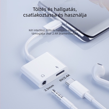 Type-C fejhallgató adapter, több interfésszel a 3,5 mm-hez, vezetékes audió kábel, modell YXS01