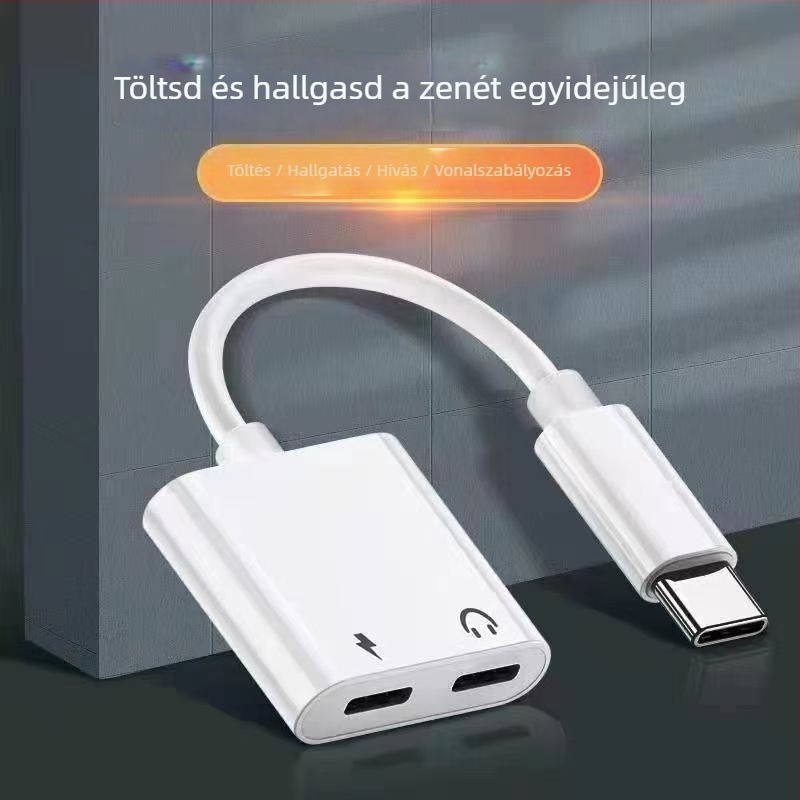 Type-C fejhallgató adapter, több interfésszel a 3,5 mm-hez, vezetékes audió kábel, modell YXS01