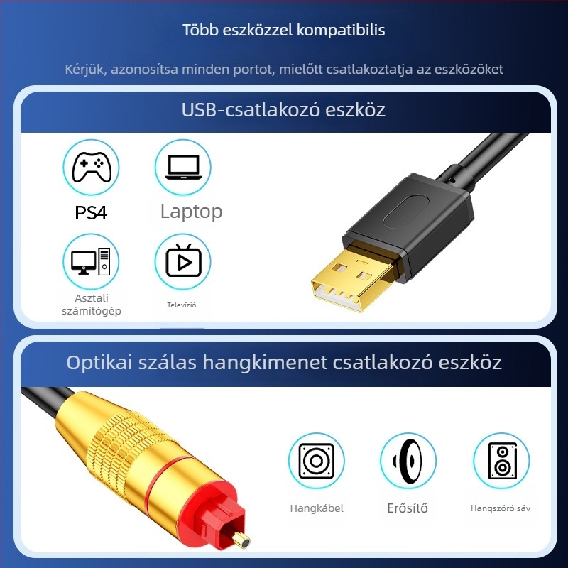 JH Jinghua Z245 USB-hoz optikai SPDIF hangkábel - aranyozott vezetők, réz mag, PC-hez