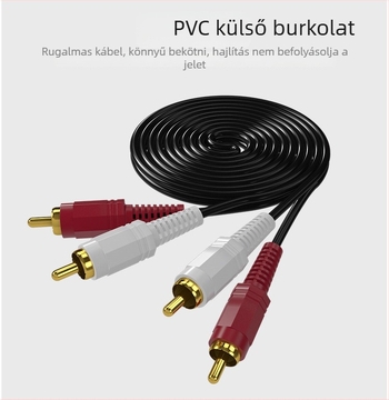 Audió kábel, Binda Two-on-Two, 2RCA, aranyozott, réz bevonat acél vezető, audio/TV/DVD-hez