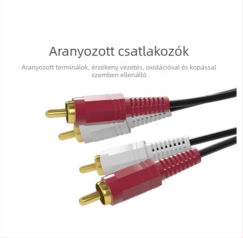 Audió kábel, Binda Two-on-Two, 2RCA, aranyozott, réz bevonat acél vezető, audio/TV/DVD-hez