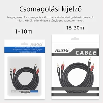 JQB-333 Audiókábel, 3RCA–3RCA, réz közeg, aranyozott csatlakozók