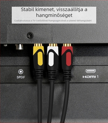 JQB-333 Audiókábel, 3RCA–3RCA, réz közeg, aranyozott csatlakozók