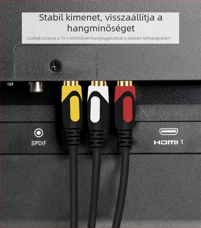 JQB-333 Audiókábel, 3RCA–3RCA, réz közeg, aranyozott csatlakozók