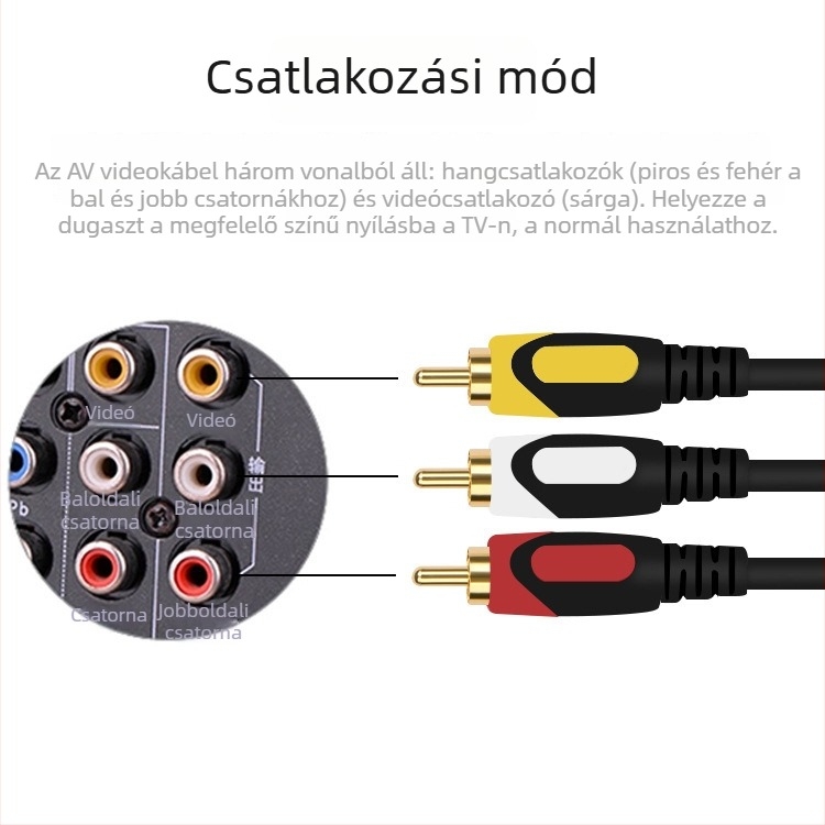 JQB-333 Audiókábel, 3RCA–3RCA, réz közeg, aranyozott csatlakozók