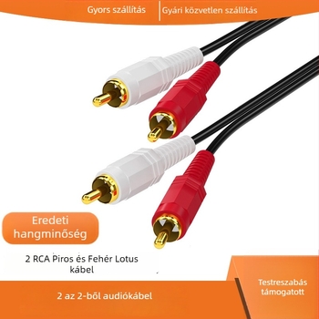 2–2 AV audiókábel, aranyozott bevonat, réz-öntvény acél, 2RCA–2RCA, dupla RCA csatlakozó, hangfalakhoz, számítógépekhez, TV-hez, erősítőkhöz, DVD-hez