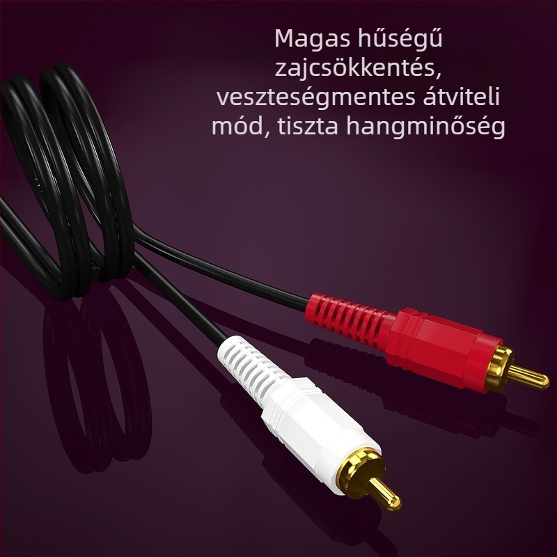 2–2 AV audiókábel, aranyozott bevonat, réz-öntvény acél, 2RCA–2RCA, dupla RCA csatlakozó, hangfalakhoz, számítógépekhez, TV-hez, erősítőkhöz, DVD-hez