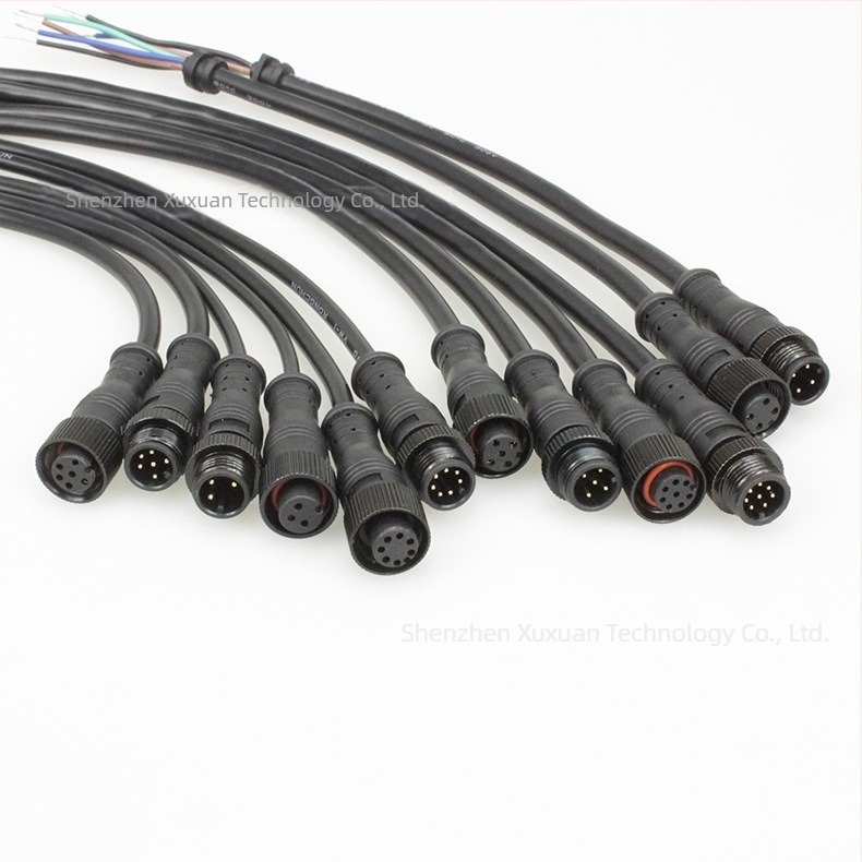 IP67 vízálló M12 érzékelő kábel, fémből készült anyás csatlakozóval, kültéri LED tápkábel, OEM feldolgozás, 2-6 magos opciók