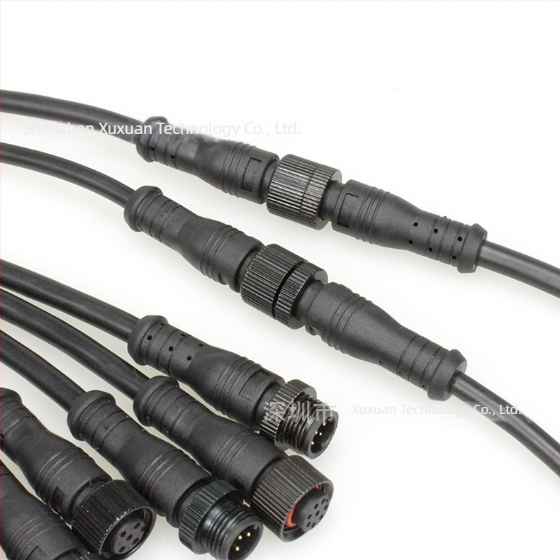 IP67 vízálló M12 érzékelő kábel, fémből készült anyás csatlakozóval, kültéri LED tápkábel, OEM feldolgozás, 2-6 magos opciók