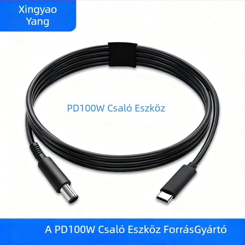 Type-C PD laptop töltőkábel 5521/5525/35135/4017 csatlakozókkal — akár 100W-ig, hossz 1 m, 1,5 m vagy 2 m