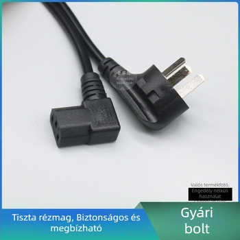 IEC C13 tápkábel, tiszta réz, 10A, 3-vezetékes, 90°-os szög