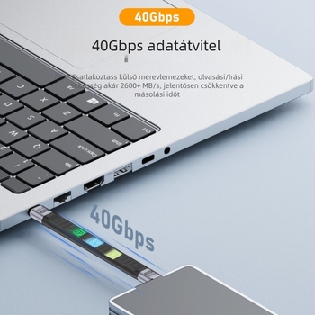 Type-C–Type-C adatkábel, 240W, 40Gbps, 8K60Hz, Thunderbolt 4 kompatibilis