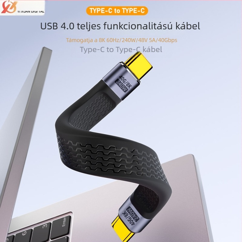Type-C–Type-C adatkábel, 240W, 40Gbps, 8K60Hz, Thunderbolt 4 kompatibilis