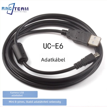 UC-E6 USB adatkábel Nikon/Sanyo/Pentax digitális fényképezőgépekhez, 1,5 m hosszú, OEM