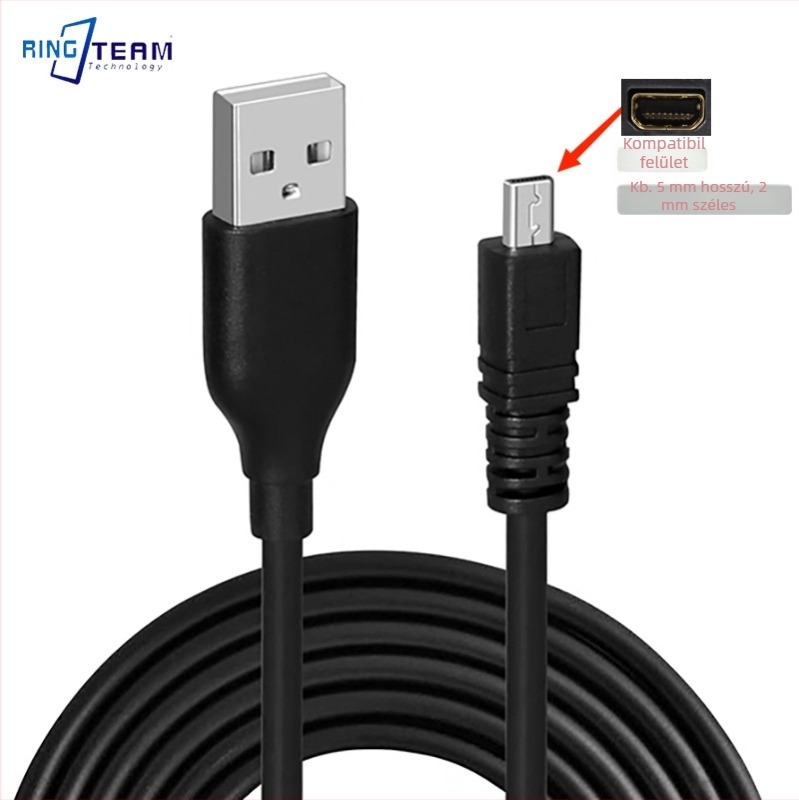 UC-E6 USB adatkábel Nikon/Sanyo/Pentax digitális fényképezőgépekhez, 1,5 m hosszú, OEM