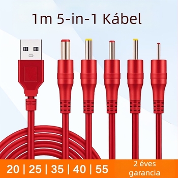 DC 1–5 töltőkábel kör alakú dugókkal 2.0/2.5/3.5/4.0 és 5,5 mm univerzális tápcsatlakozóval asztali lámpákhoz, ventilátorokhoz és fejlámpákhoz