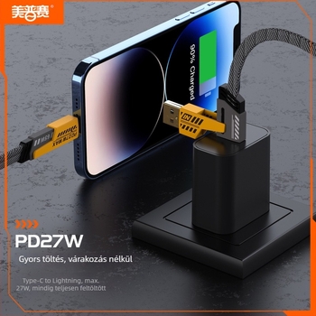 4 az 1-ben kábel gyorstöltésre és adatátvitelre, 65W, Lightning és USB-C, alumíniumötvözet, hossz 0,5–2 m