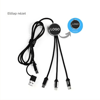 3-in-1 adat- és töltőkábel Micro USB és Type-C, 60W, TPE, világító logó