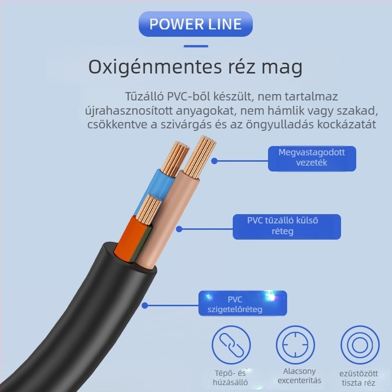 Háromtűs tápkábel, Victory márka, OEM feldolgozás, elektromos készülékekhez