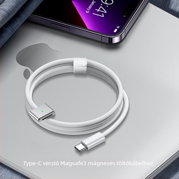 Jingteda Type-C to MagSafe3 mágneses töltőkábel, 140W, Apple laptopokhoz