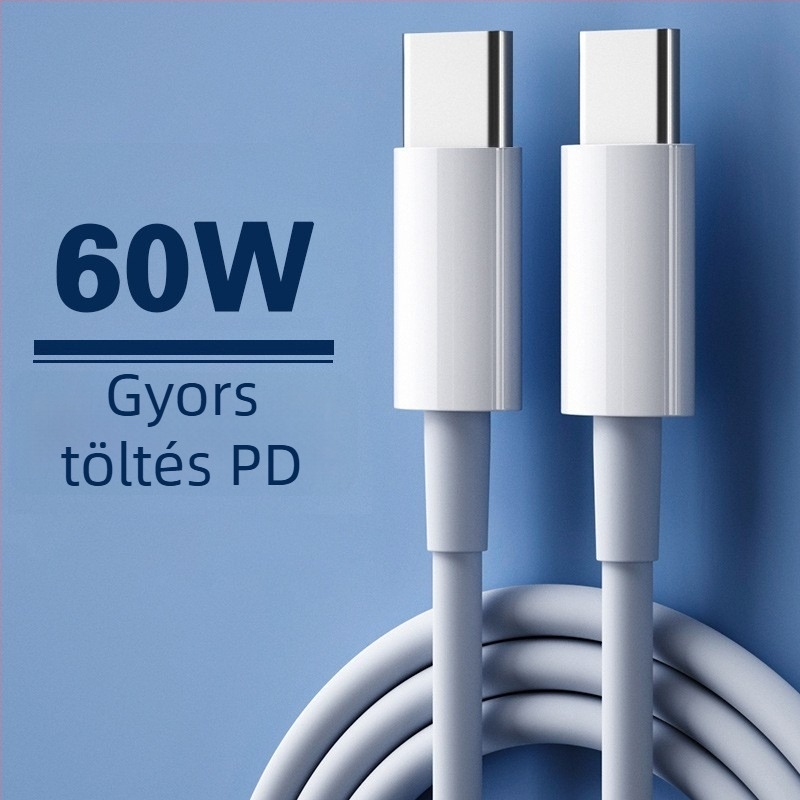 Type-C adatkábel, 100W gyors töltés, egyfejű csatlakozó, biztonságos töltés, TPE