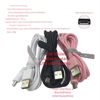 Razer mechanikus billentyűzet töltőkábel — OEM feldolgozás, kompatibil BlackWidow és BlackWidow TE Chrom v2 TKL