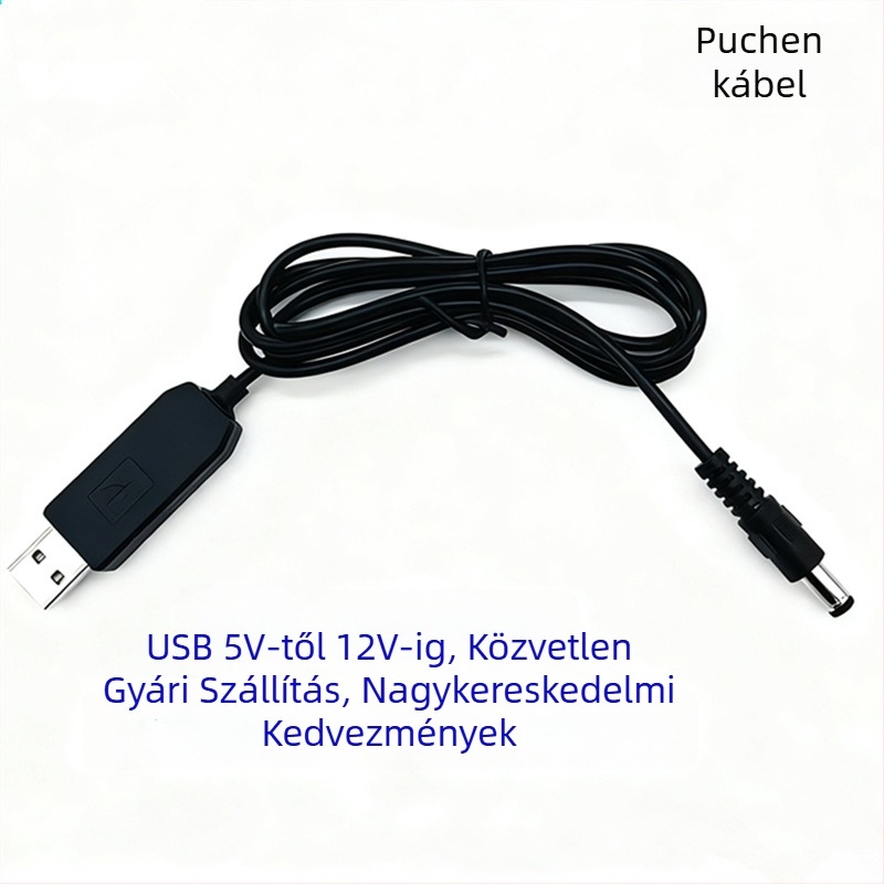 USB Boost kábel DC tápegységhez, DC 5,5×2,1 mm csatlakozóval, 12V, Routerhez és Modemhez, Puchen által testreszabott