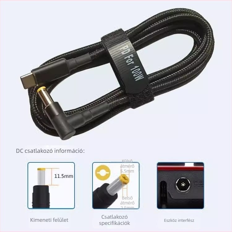 YL 01 PD100W laptop tápegység kábel, hossz 1.5-1.8 m, modell 01